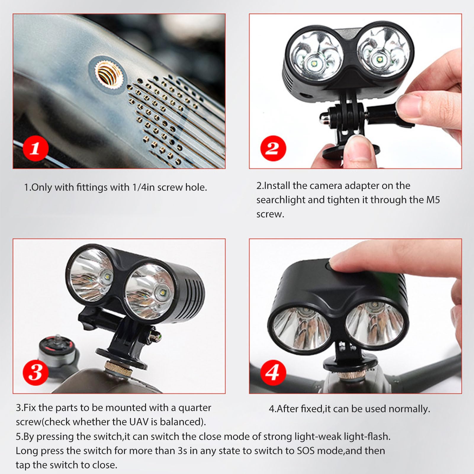 Drone Luce Volante Notturna, Drone Owl Searchlight Universale 4 Modalità Compatibile con Air3 3Pro per la Pesca Volante Notturna Rilascio di Esche Consegna del Carico Utile