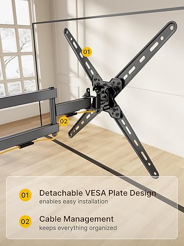 Miniatura 4 de monTEK Soporte de pared para TV de movimiento completo para la mayoría de televisores y monitores de pantalla plana LED LCD de 13 a 55 pulgadas,