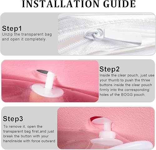 Miniatura 7 de Everfunny 3 Paquetes de Bolsas de Playa Tote Bogg Transparentes con 2 Ganchos de Inserción Accesorios para Bolsas Bogg Viaje Maquillaje Organizador