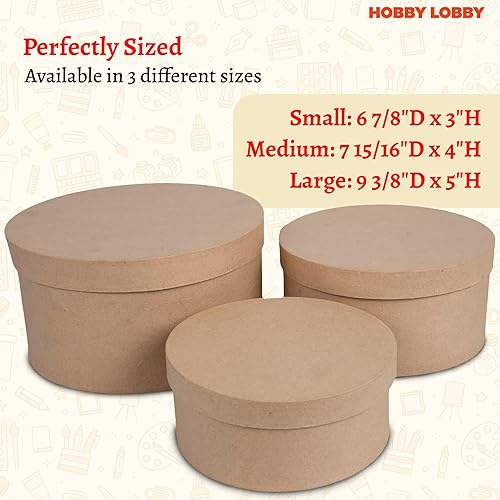 Miniatura 5 de Cajas cortas y redondas de papel maché con tapas (juego de 3)  Cajas de regalo de papel kraft marrón  Cajas de regalo redondas anidables con tapas