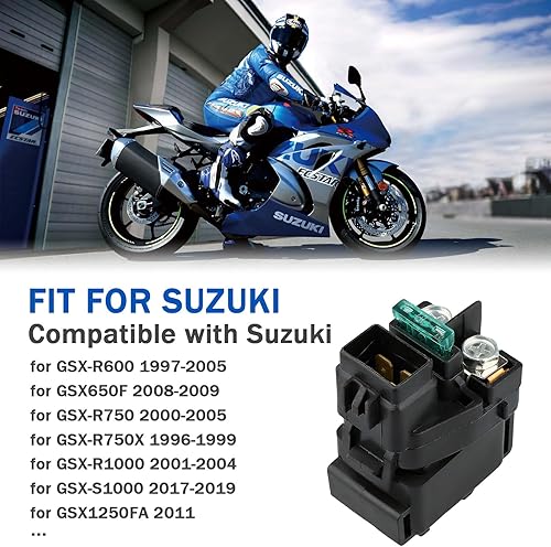 Miniatura 3 de Relé solenoide de arranque para Arctic cat 500 400 375 454 1998-2005 ATV Suzuki GSXR 1000 2001-2004 GSXR 750 600 1996-2000 DR650SE 1996-2016 Bandit