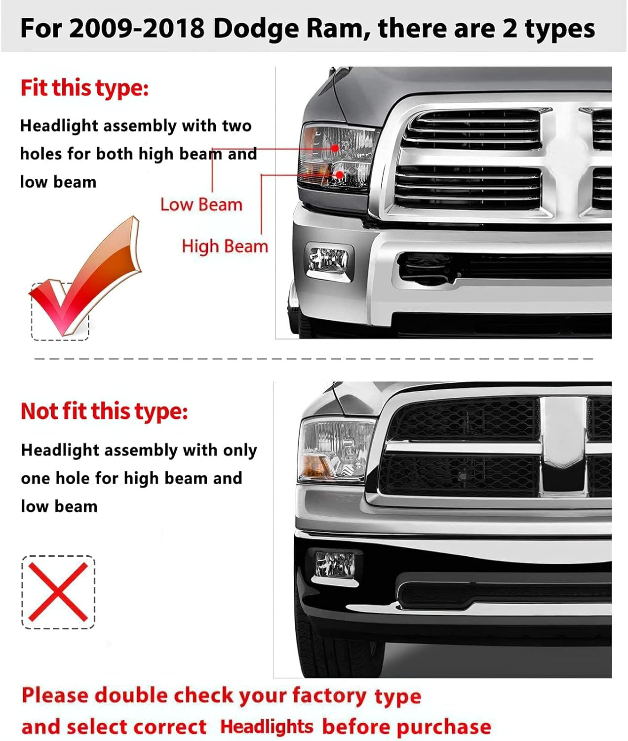 AUTOSAVER88 Headlights Assembly Compatible with 2009-2018 Dodge Ram 1500 2500 3500/2019-2022 Ram 1500 Classic Headlamp Replacement Clear Reflector Passenger and Driver Side (Only for Quad Models)