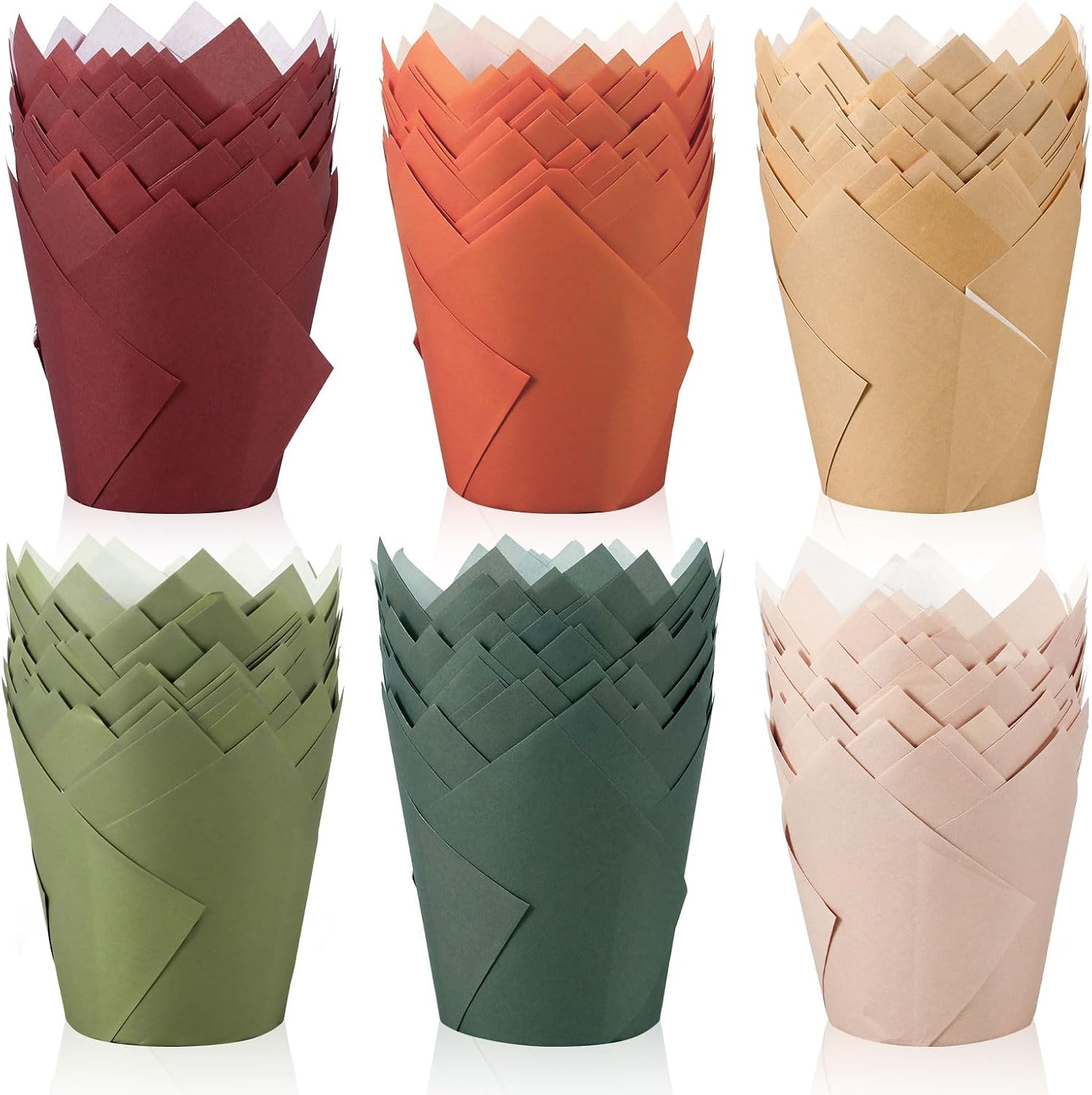 FYSUIMU 180 Pcs Autumn Tulip Cupcake Liners Warm Fall Muffin Baking Cups Wedding Colors Cupcake Wrappers for Thanksgiving Harvest Party Supplies Table Decor