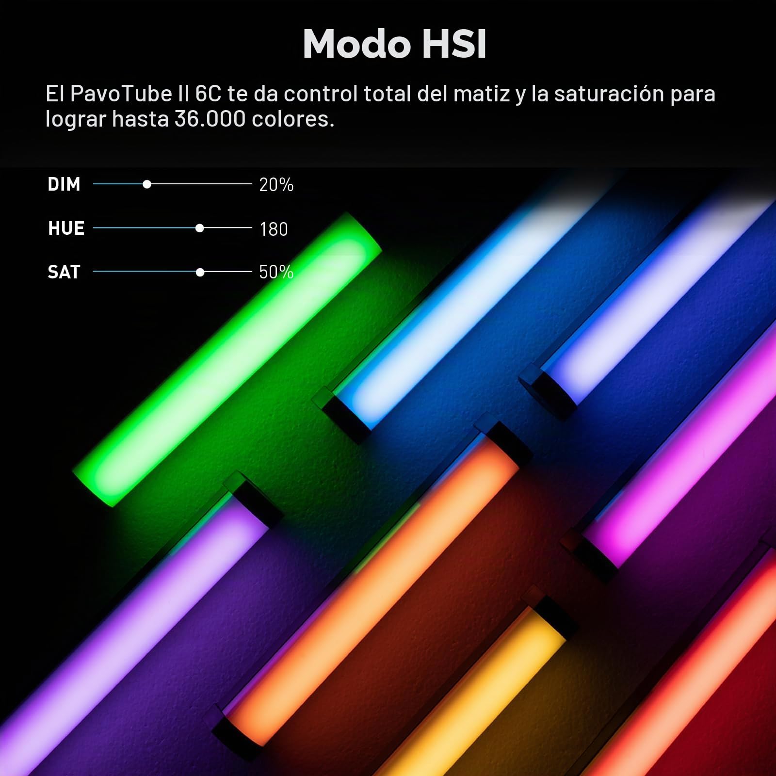 NANLITE PavoTube II 6C - Tubo de luz LED RGB portátil de mano para fotografía