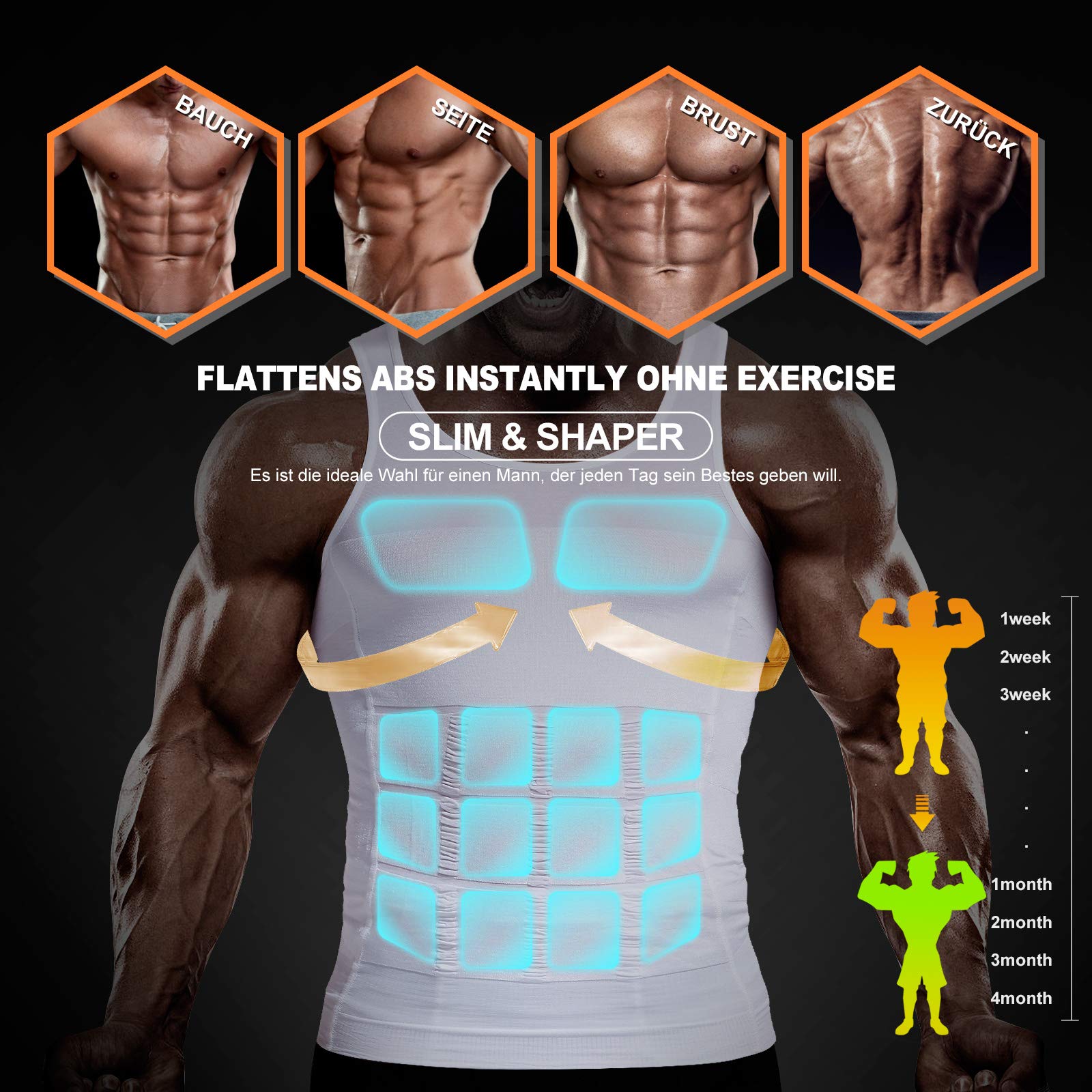 VENI MASEE Men es Body Shaper Schlankheits Weste, Männer elastische Formung Weste thermische Kompression Basisschicht schlank Kompression Muskel-Tank Shapewear