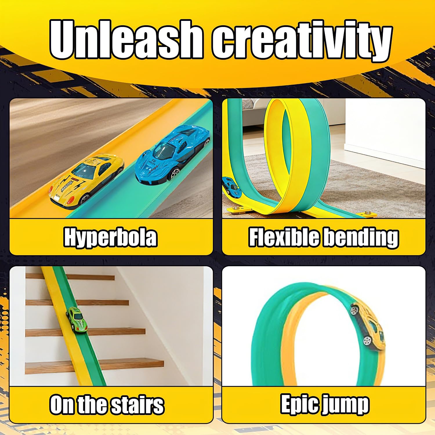 Piste Macchinine per Bambini, Pista Flessibile Macchinine, Pista Macchine Flessibile, Pista da corsa per auto, Giocattolo Piste da Corsa, Car Track, Piste Car Wheels, Regalo per Bambino e Bambine