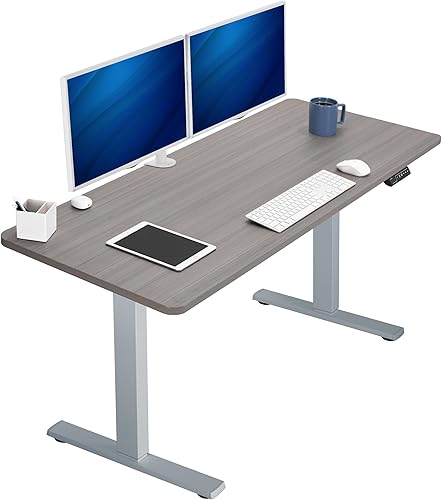 VIVO DESK-KIT-1G6G - Escritorio eléctrico de pie de 60 x 24 pulgadas, ajuste de altura de memoria, serie 1B, parte superior en gris oscuro de una