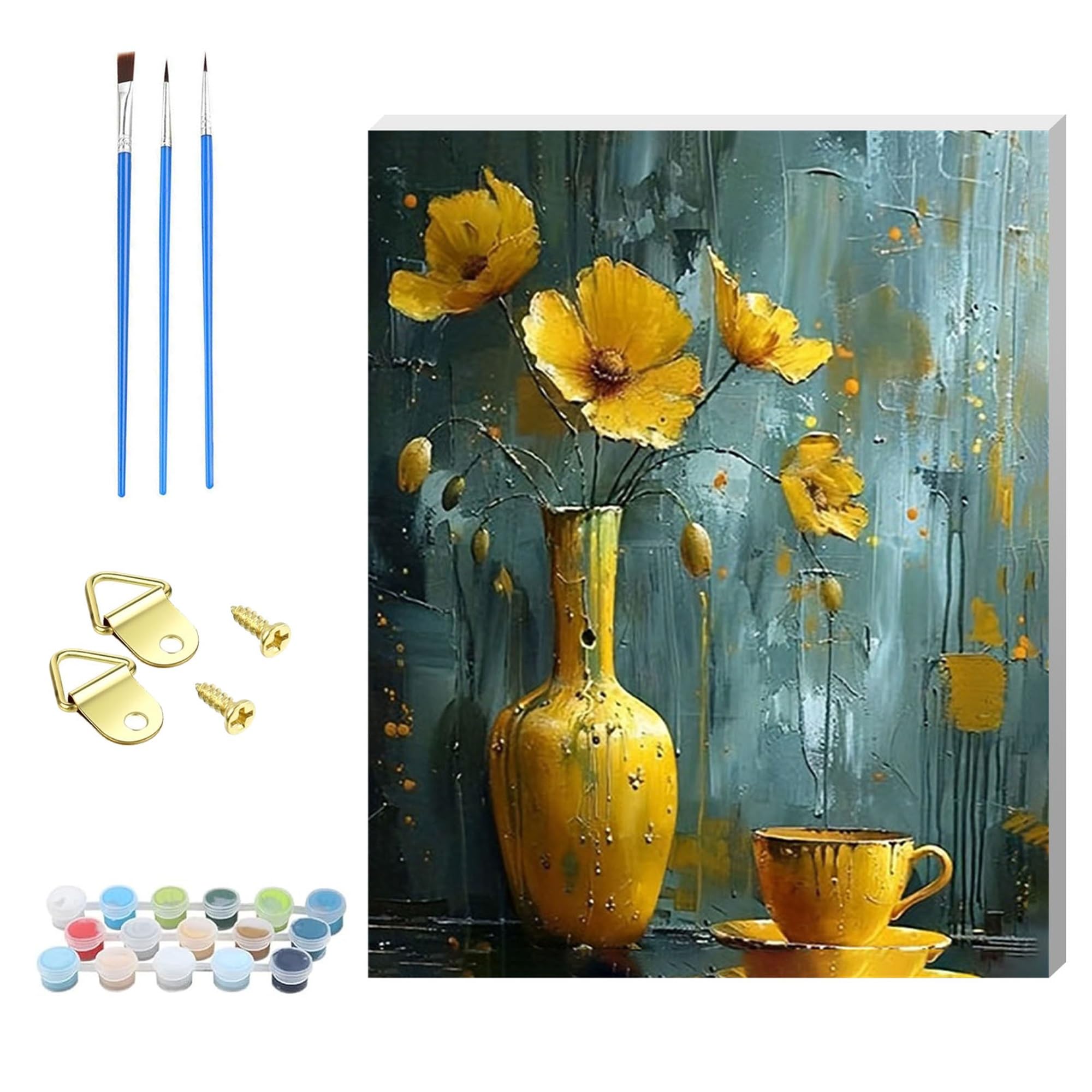 Xiangxujia Flower 2 Paint By Numbers Kit For Adults,Diy Easy Painting Kits On Canvas With Wooden Framed, Small Color By Numbers Acrylic,Adult Paint By Number For Gifts,Home Wall Decor (Flower 2)