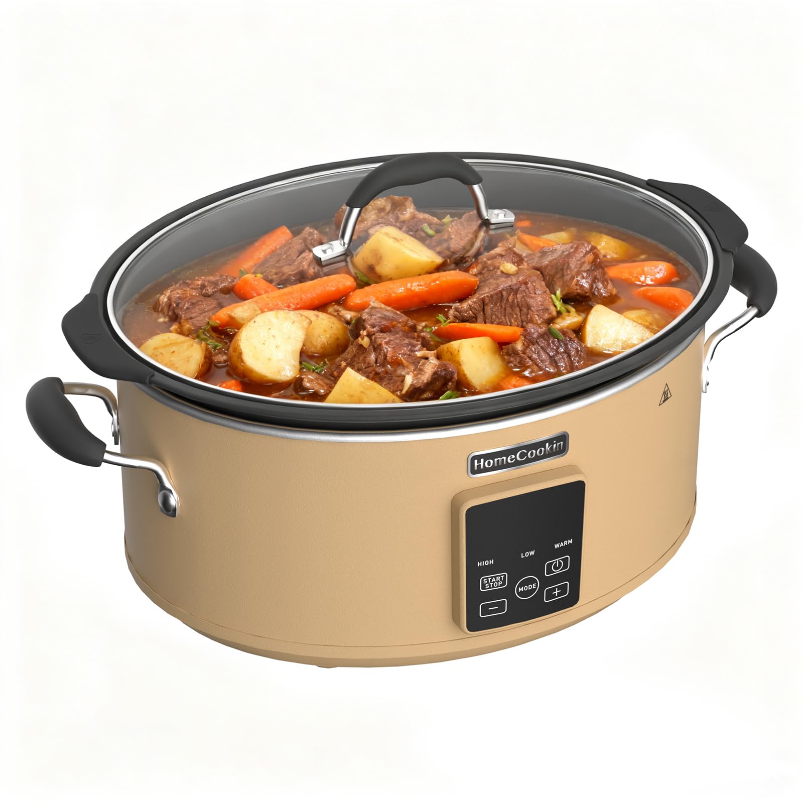 HOMECOOKIN Slow Cooker, Extra Large 10 Quart Programmable Slow Cookers, Dishwasher Safe Glass Lid &amp; Crock, Kitchen Appliance for Families and Gatherings, Brown