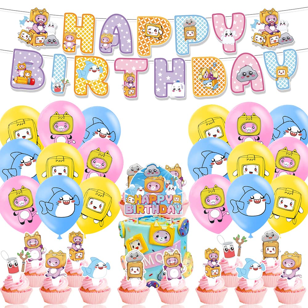 Lanky Box Birthday Party Decorations Supplies: Banner, Balloons, Ribbon, Cake Toppers, Cupcake Toppers, Cake Decorations for Kids
