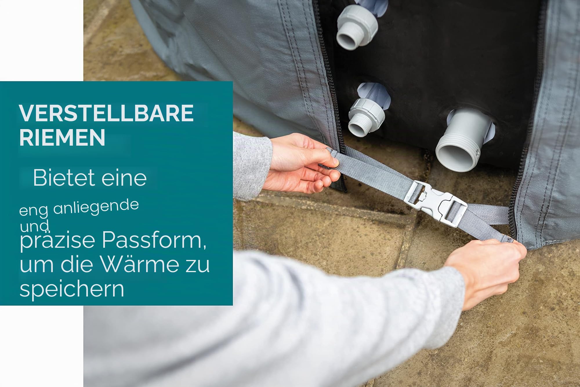 Bestway LAY-Z-SPA Xtras EnergySense Thermo-Komplettabdeckung Ø 180 x 66 cm, rund, Grau