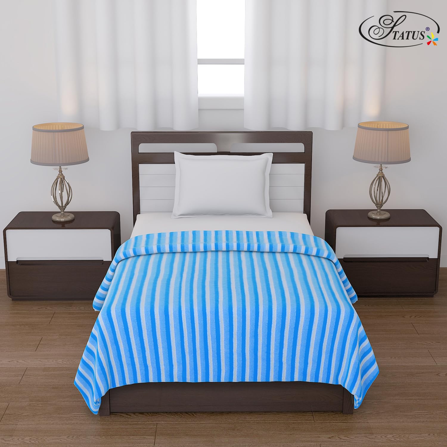 Status Contract All Season Multipurpose Single Bed Polar Fleece Blanket/Summer AC Blanket (Blue)