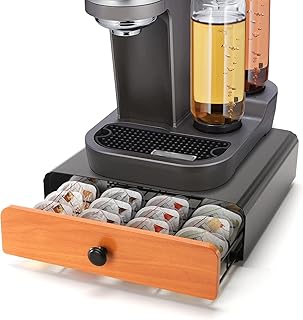Coffee Pod Storage Drawer Compatible for Bartesian Pods,Metal Cocktail Capsule Holder Organizer,32 Pods Capacity,Black.