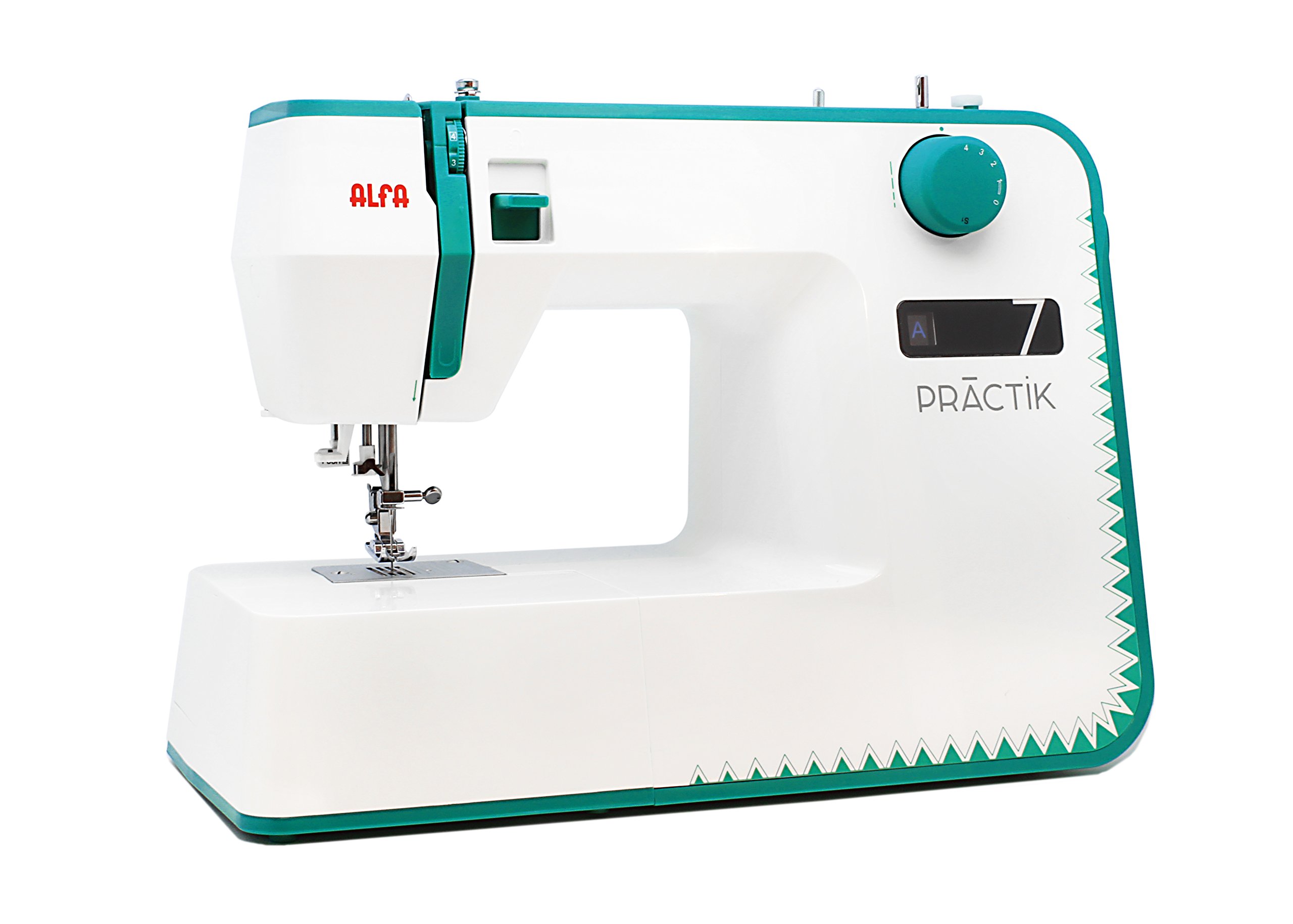 Alfa Practik 7 macchina da cucire, 23 punti, luce a LED, telaio metallico