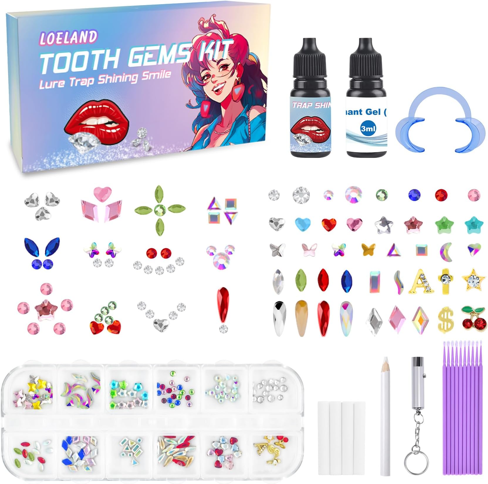 Loeland Tooth Gem Kit,DIY Crystal Jewelry Kit Teeth Jewelry Kit,Professional Fashionable Teeth Jewelry Kit,Teeth Jewelry Starter Kit