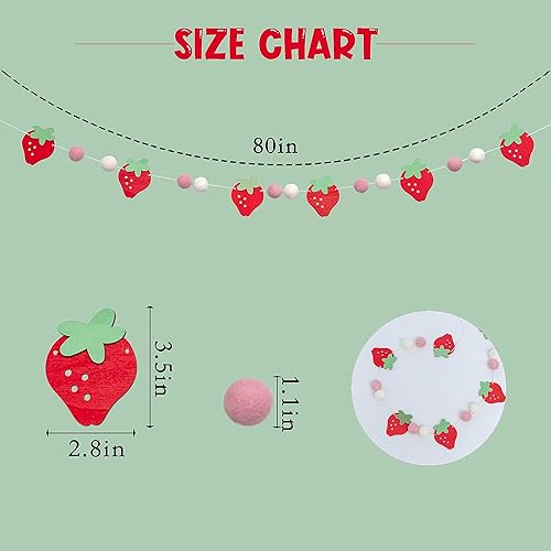 Miniatura 2 de Guirnalda de madera de fresa, decoraciones temáticas de fresa, guirnalda de fieltro de fresa, temática de primer cumpleaños para niña, pancarta
