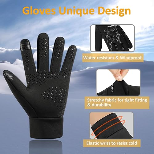 Miniatura 4 de CRAZY SHARK Guantes cálidos de invierno, impermeables, resistentes al viento, guantes térmicos para hombres y mujeres, guantes antideslizantes para