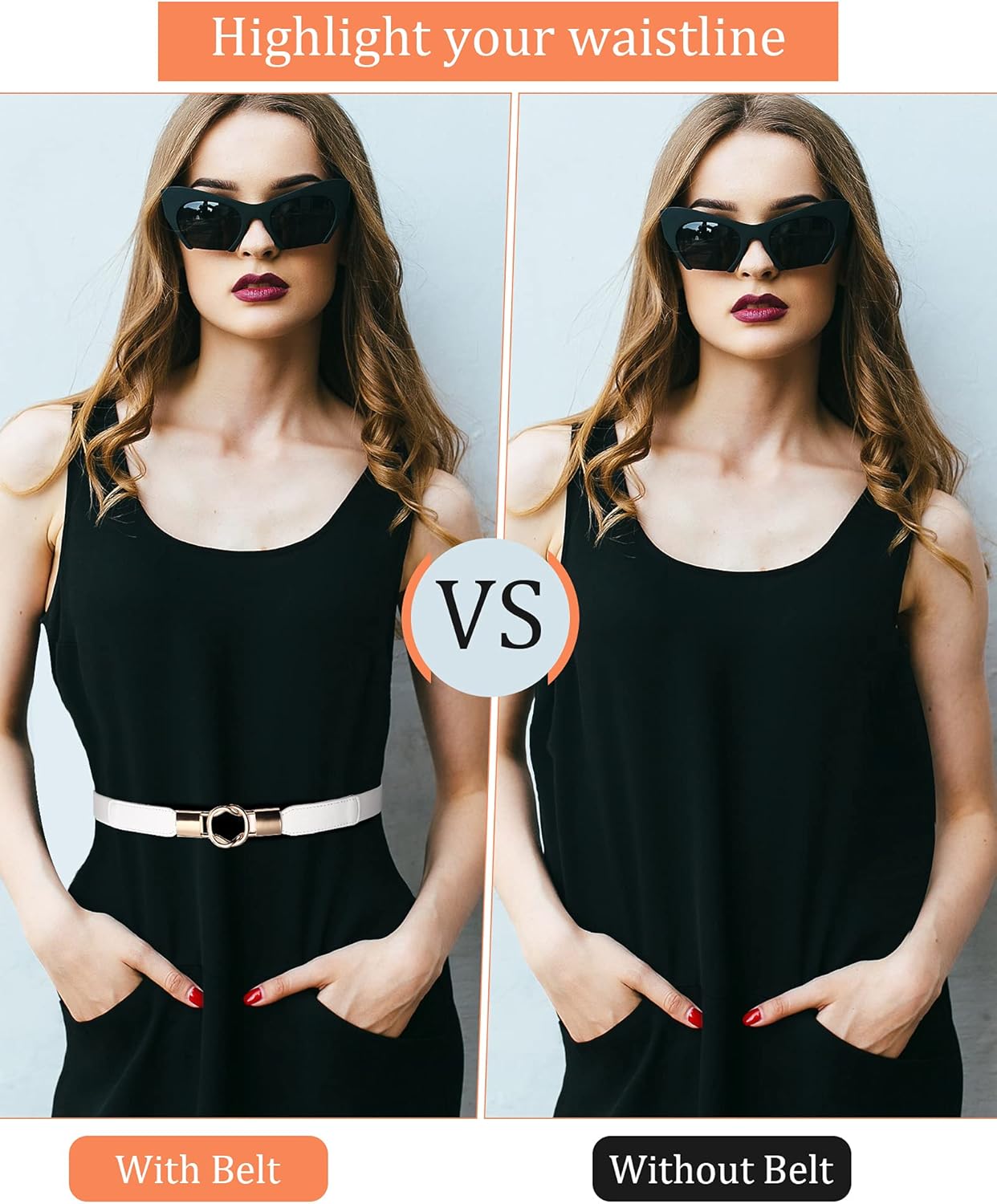 Foaincore 6 Pieces Skinny Women Belts for Women Belts for Dresses Elastic Waist Belt Retro Stretch Women Dress Belt Vintage Thin Stretchy Ladies Skirts Sweaters - Image 3