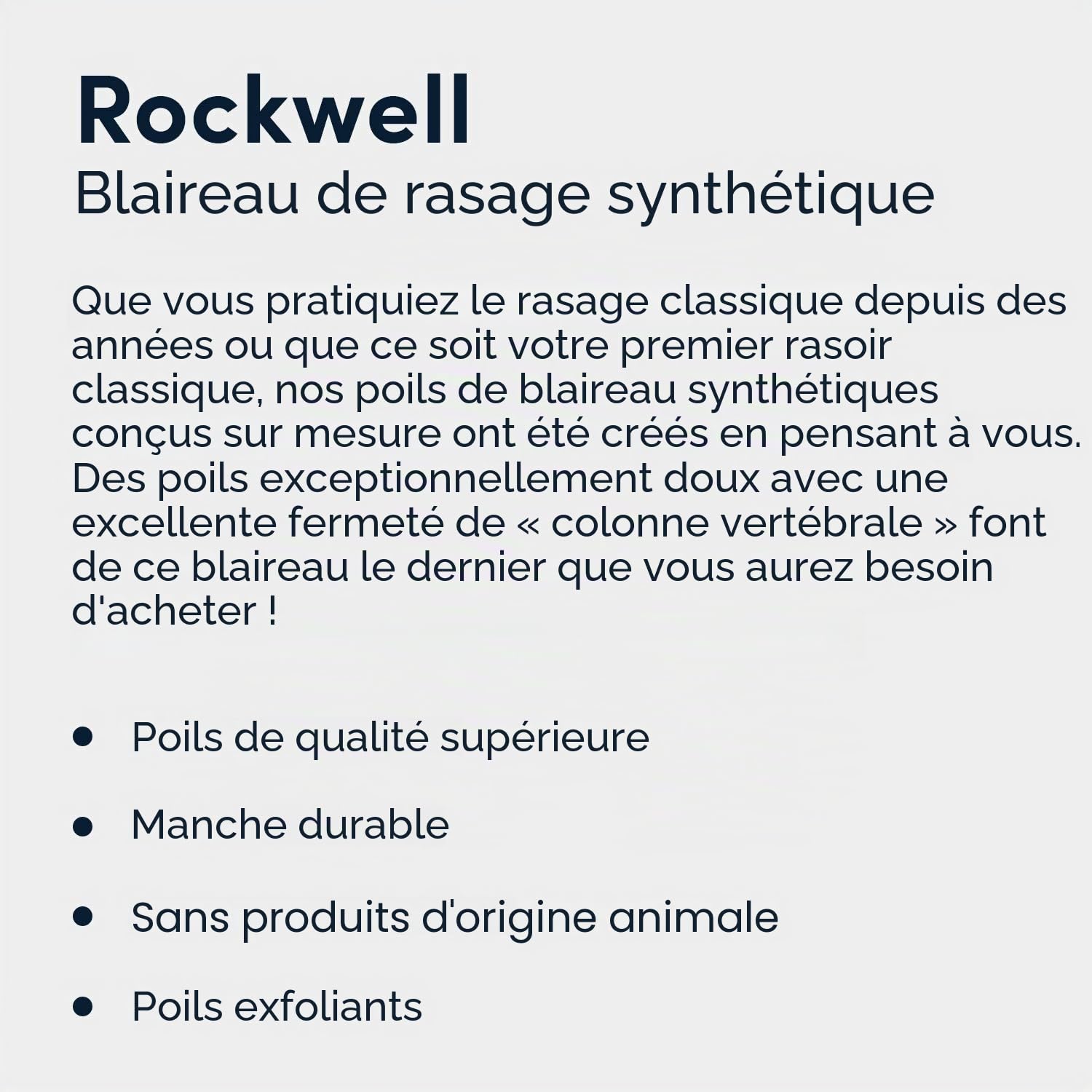 Rockwell Razors Blaireau de Rasage en Poils synthétiques avec Manche en Acrylique Noir de qualité supérieure – Nœud de 20 mm