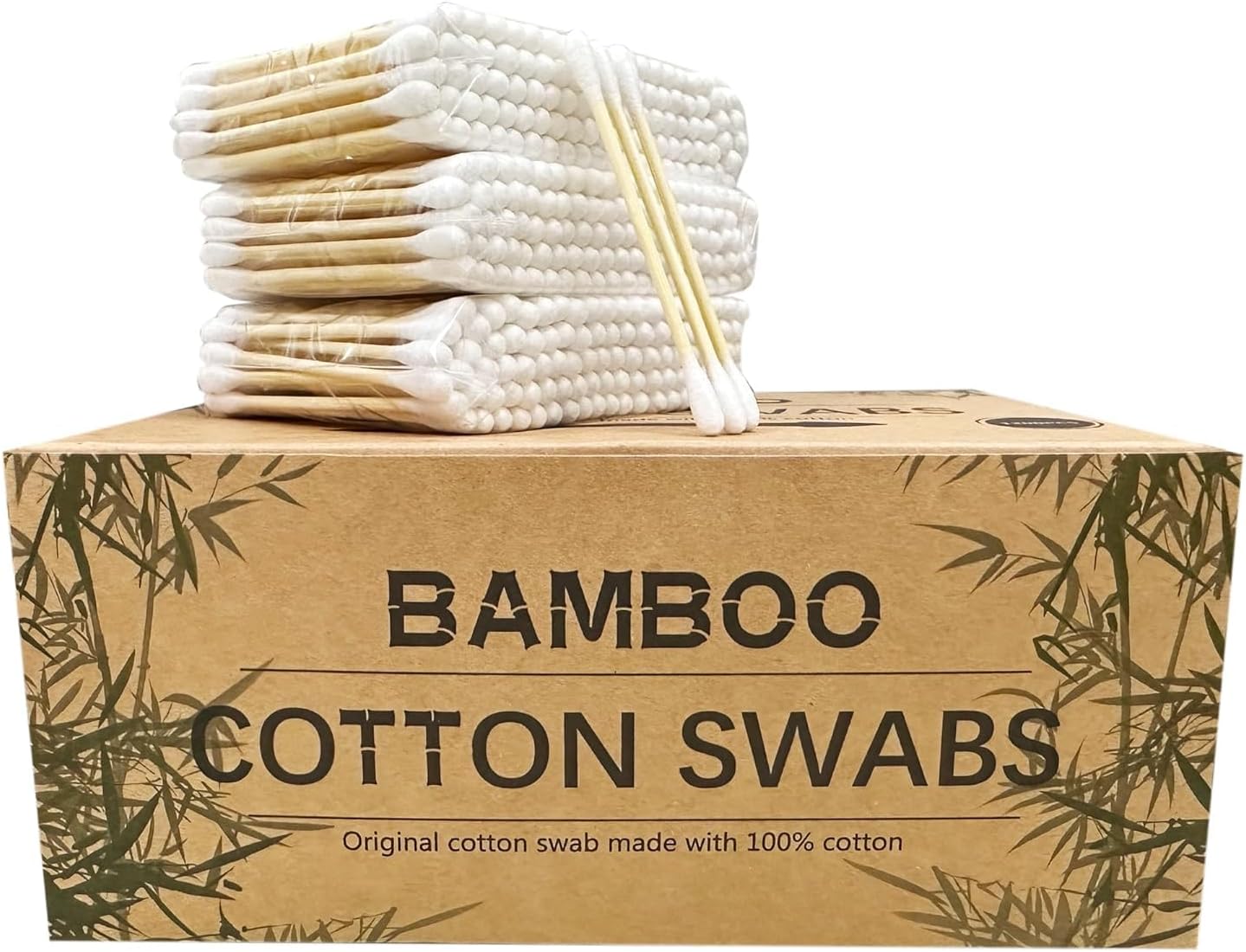 Quanzhou Chenchenchen E-Commerce Co.,Ltd QZCCC (7.6cm 1200pcs) - 1200pcs Organic Wooden Stick Cotton Swab, Biodegradable Wood Handle Cotton Bud