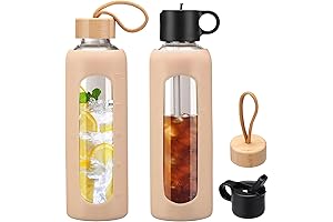 Eco-Friendly 24oz Glass Water Bottle with Straw and Lid Combo