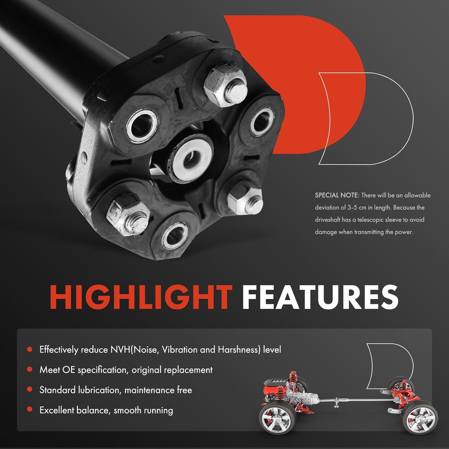 A-Premium Rear Drive Shaft Driveshaft Assembly [AWD] Compatible with Cadillac SRX 2004 3.6L 4.6L, SRX 2005 3.6L 4.6L First Design to Serial No. 123823, Replace# 25714850, 25755438, Complete Prop Shaft