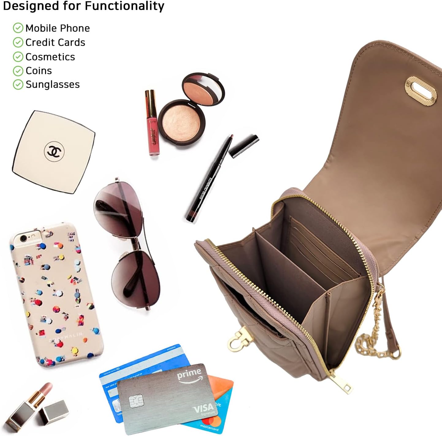Phone Crossbody Bags for Women Small Vegan Leather Mini Shoulder Wallet Card Quilted Purse