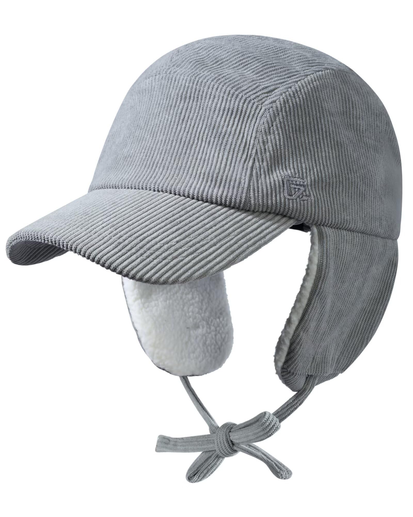 GADIEMKENSD Winter Trapperhut mit Ohrenklappen, Wintermützen für Frauen, Cord Baseballkappe