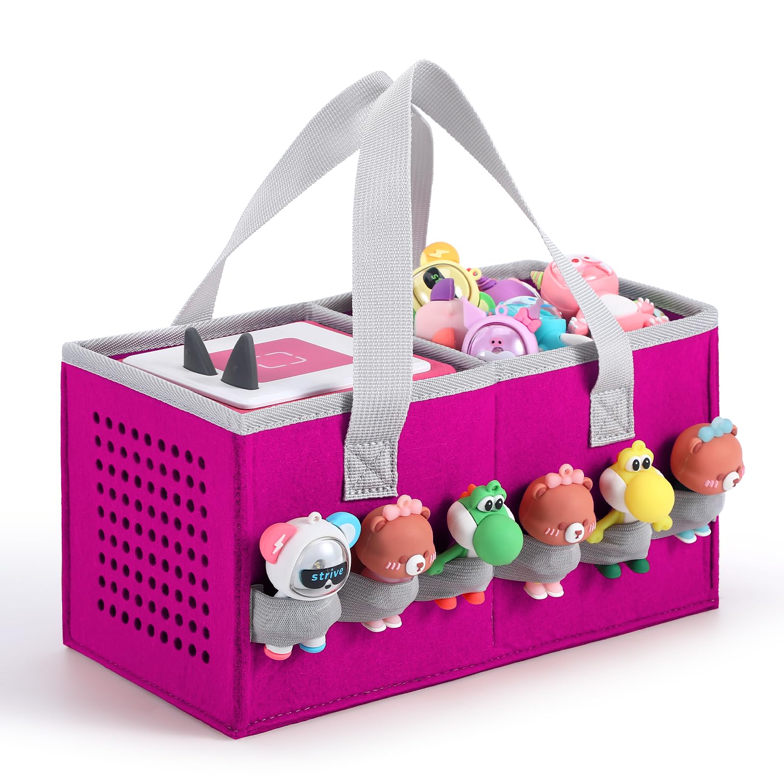 TATAVR Carrying Case for Toniebox Starter Set and Tonies Figurines, Felt Organizer Travel Bag with Strap for Tonies Box, Travel Cloth Musical Toy