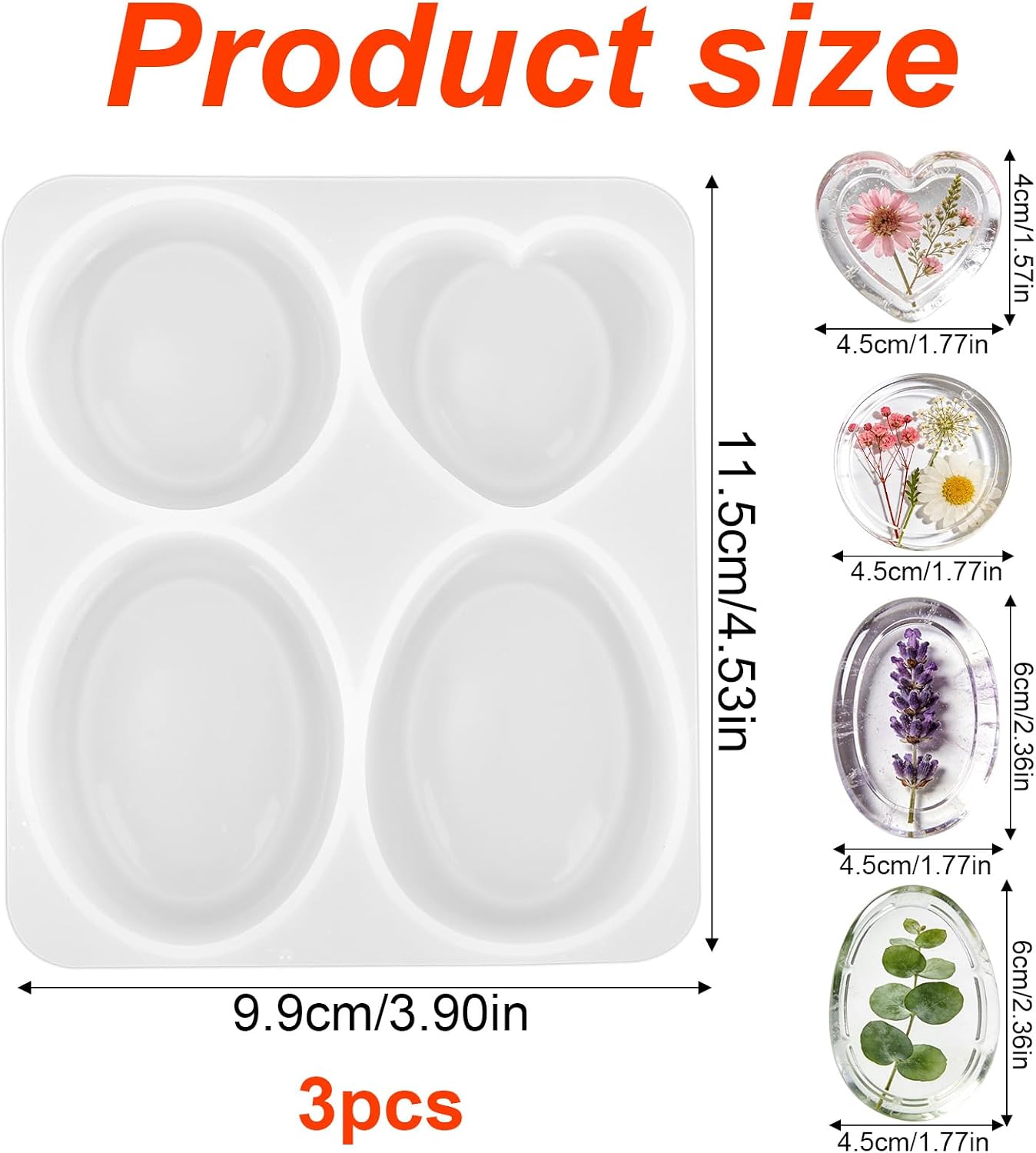 Penitue 3pcs Worry Stone Resin Silicone Form, Thumb Worry Stone Resin Form