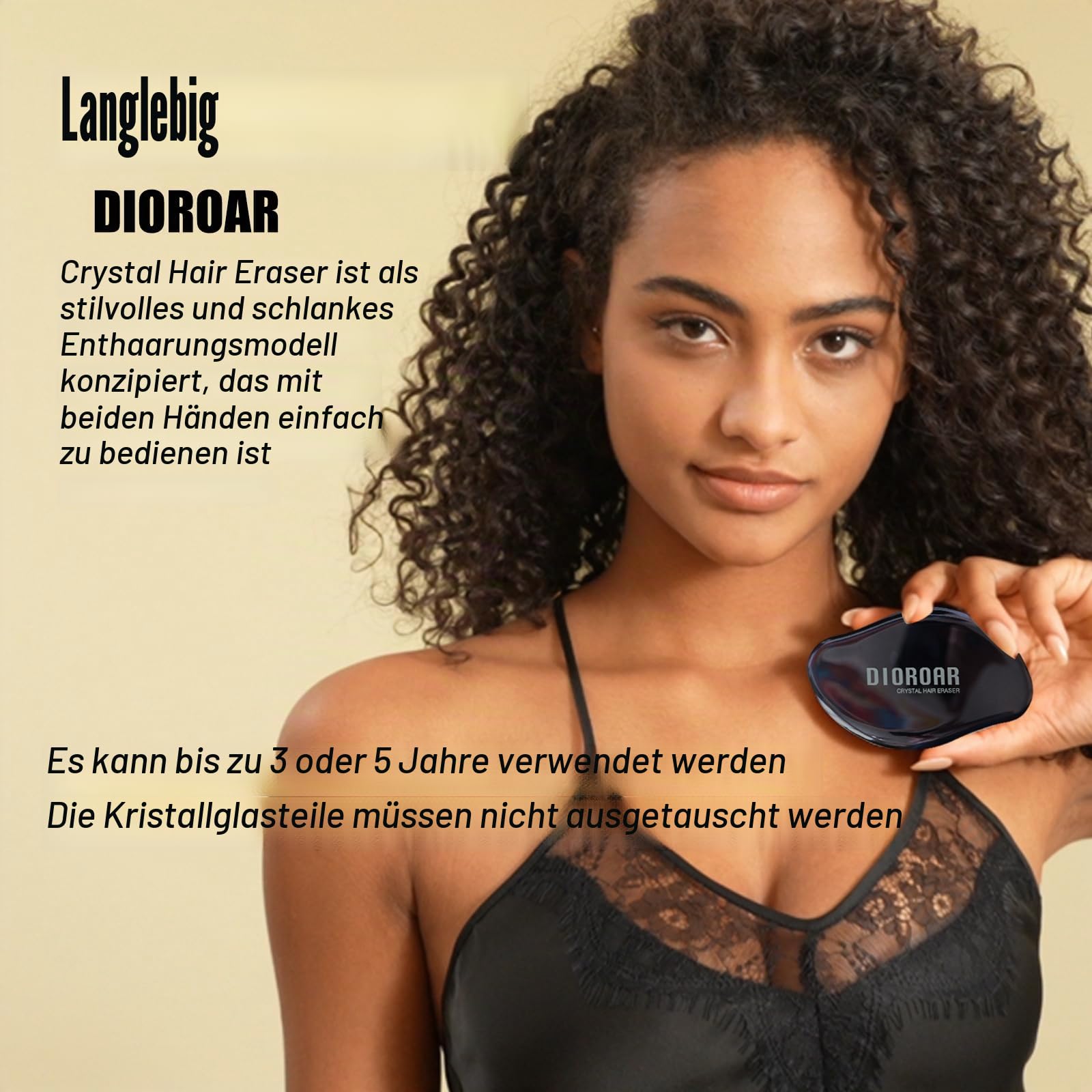 Kristall-Haarradiergummi, Upgrade-Kristall-Haarentferner, physikalisches Nanoglas-Haarentfernungsgerät, schmerzfreier Epilierer und Peeling für schnelle, seidig glatte Haut(Schwarz)