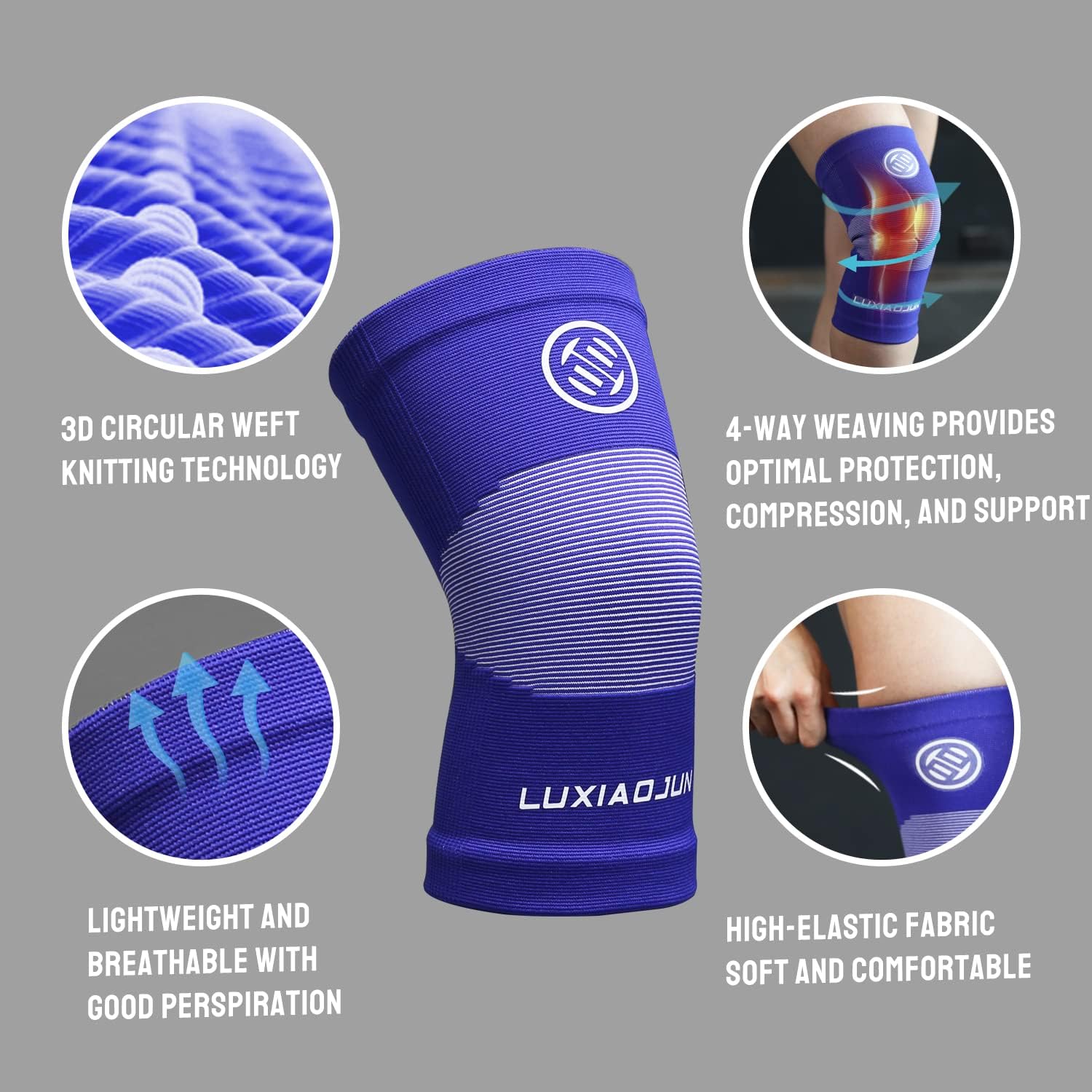 LUXIAOJUN Knee Sleeves Weightlifting, Powerlifting, Compression Knee Sleeves Knee Support for Men & Women