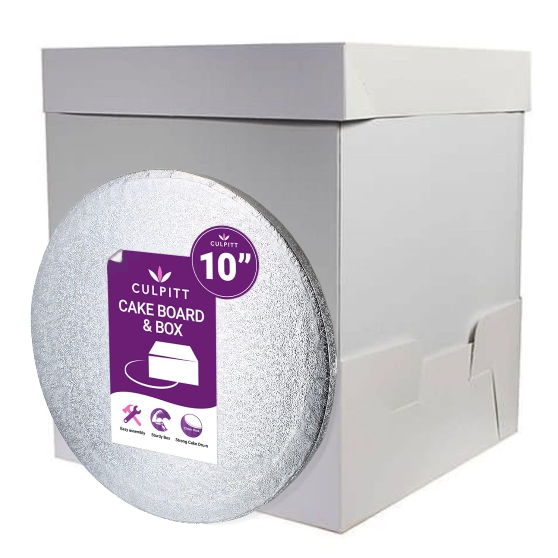 Culpitt 10" x 16" Extra Tall Cake Box & Board Set, Silver