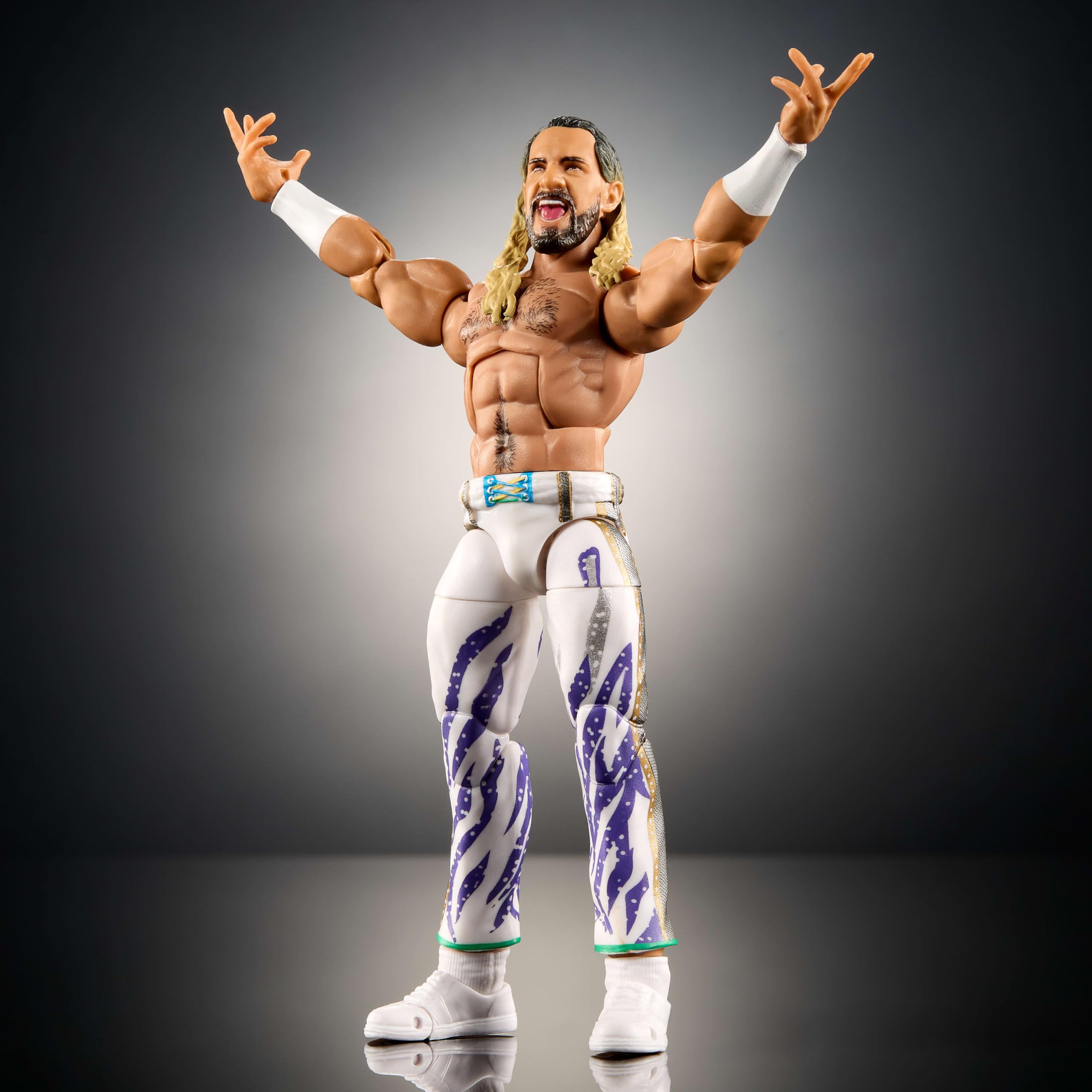 Mattel WWE Elite - Statuetta e accessori, serie #117 da 15,2 cm, collezione "Freakin" Rollins con 25 punti di articolazione e mani intercambiabili