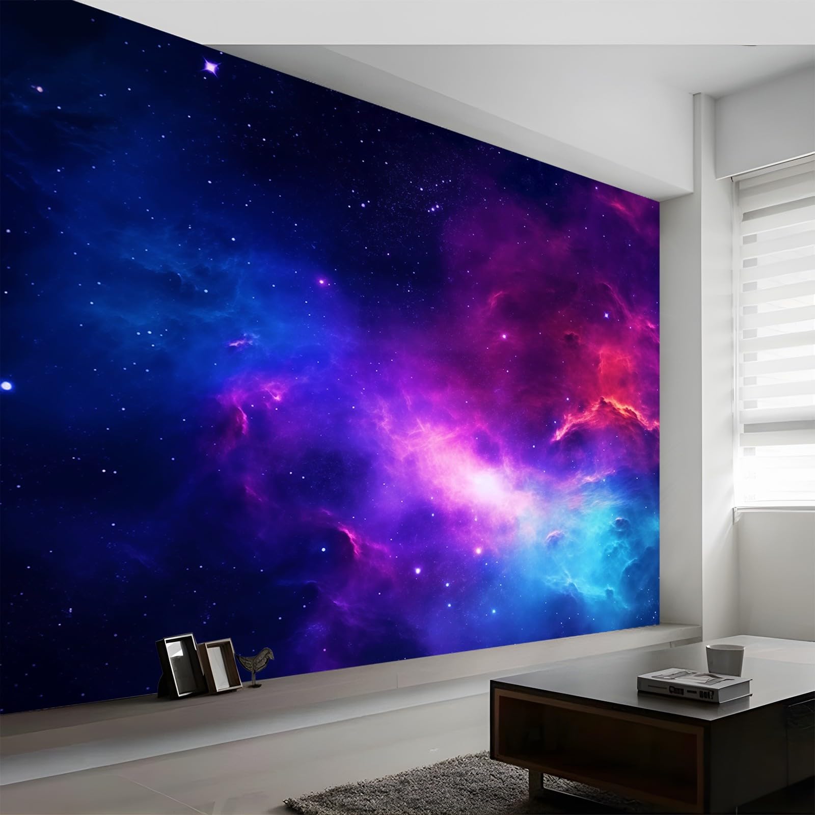 Kolorowa fototapeta, marzycielska galaktyka gwiaździste niebo nadruk fototapeta, mural 3D, dekoracja plakatu, materiał płócienny do salonu, sypialni, pokoju dziecięcego, 400 x 280 cm (szer. x wys.)