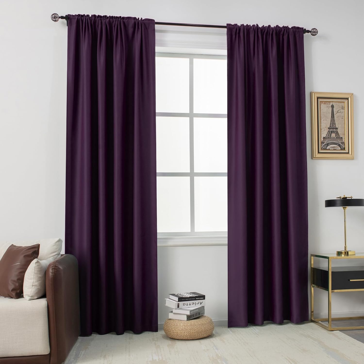 DUALIFE 84 Inch Dark Purple Blackout Curtains Floor Length