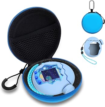 Large Carrying Case and Silicone Case for Tamagotchi Paradise, Drop-Proof Protective for Tamagotchi Paradise Accessories with Body Cover, Lid Shell, Knob Cap, Lanyard & Keychain Blue