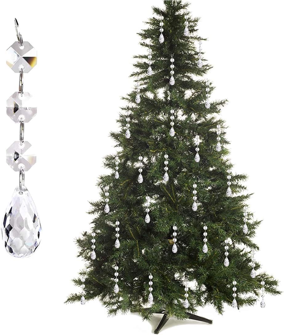 Christmas Ornaments Tree Decorations - Acrylic Crystal Ball Drops Clear Teardrop Chandelier Pendants Beads Suncatchers Party Decor (Pack of 30)