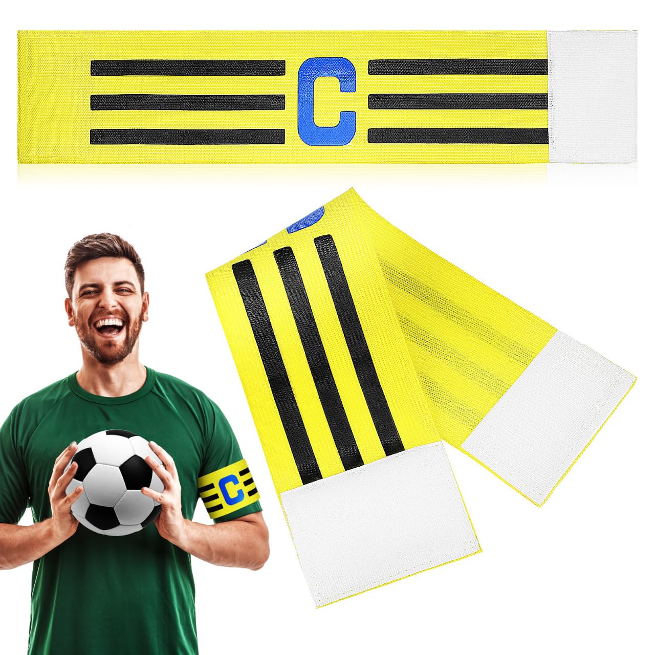 Brassards De Capitaine De Football - Lot De 18 - Élastiques Réglables En Nylon Bleu Lac - Pour Football, Rugby, Basketball - 2