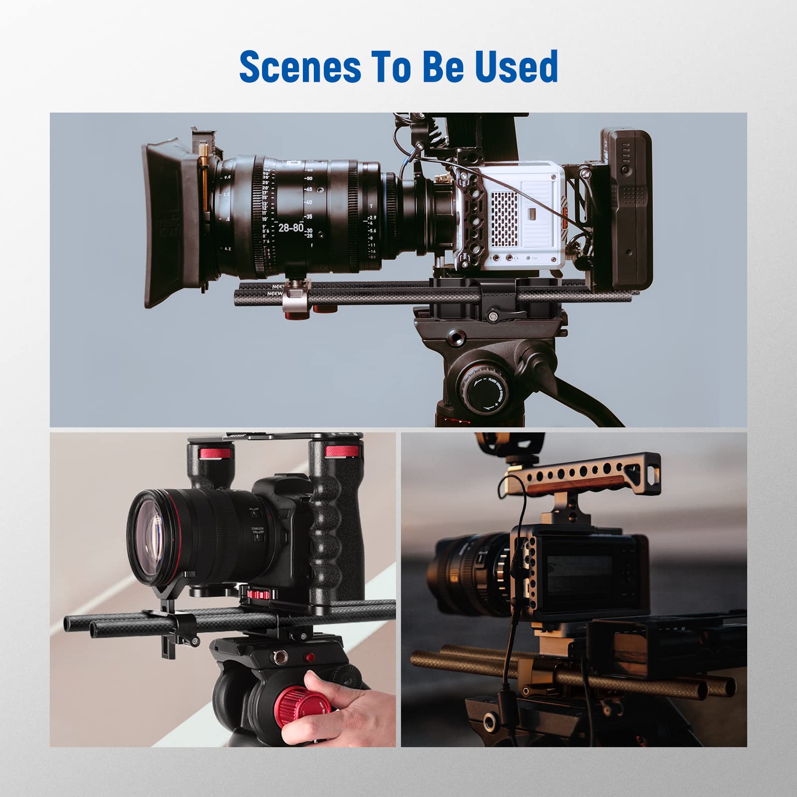 NEEWER 15mm Tiges d'extension en Fibre de Carbone 40cm Compatible avec SmallRig Compatible avec Tilta Système de Support d'épaule Rail,DSLR,Cage de stabilisation de caméra,Matte Box,Base Plate,SR002