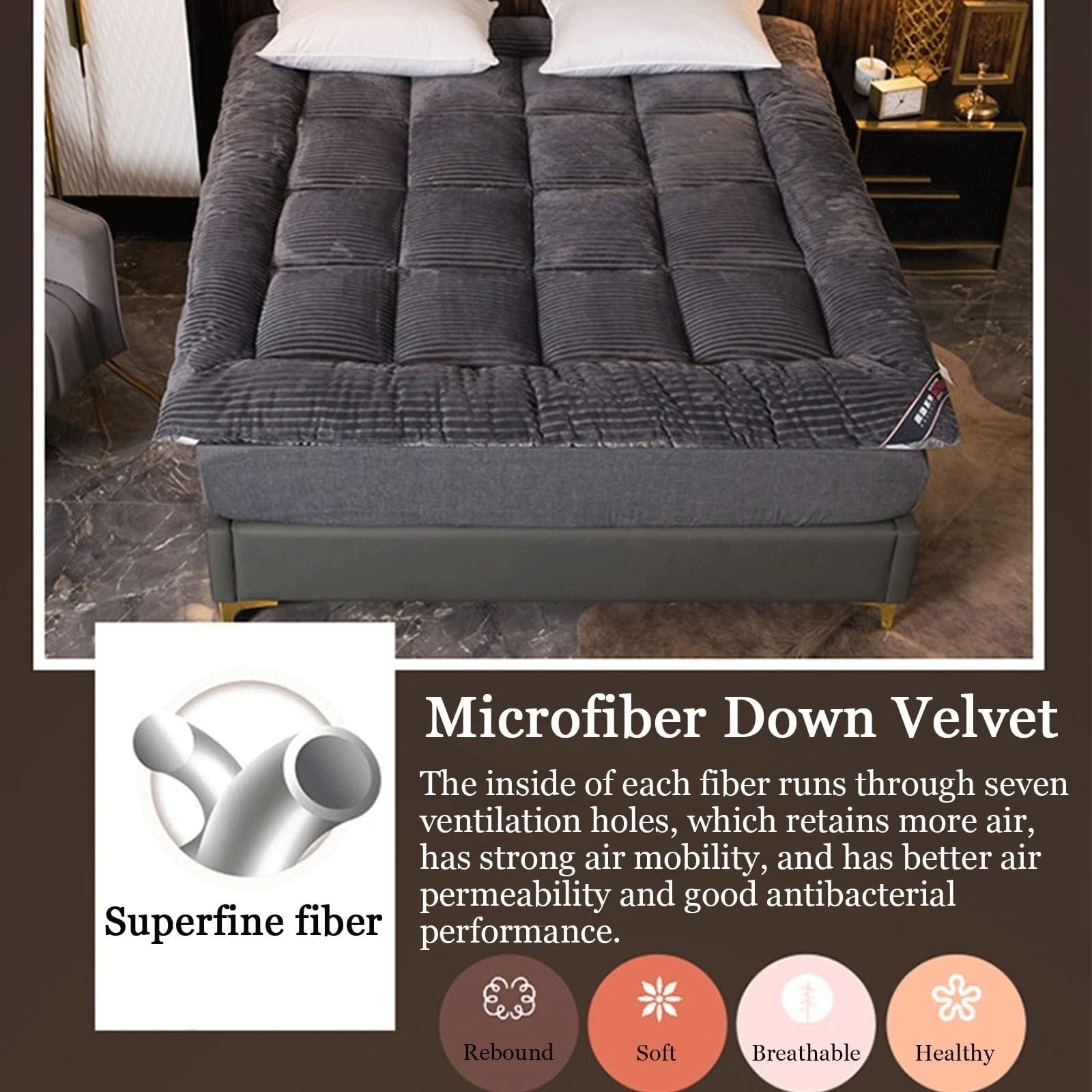Matelas Couvre-lit futon pour Matelas de Sol Japonais Traditionnel 100% Coton 002 150 x 200 cm