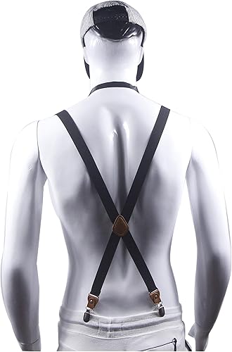 Miniatura 3 de Tirantes para hombre y mujer, conjunto de corbatín en X para bodas y eventos formales con tirantes elásticos de 1 pulgada de ancho