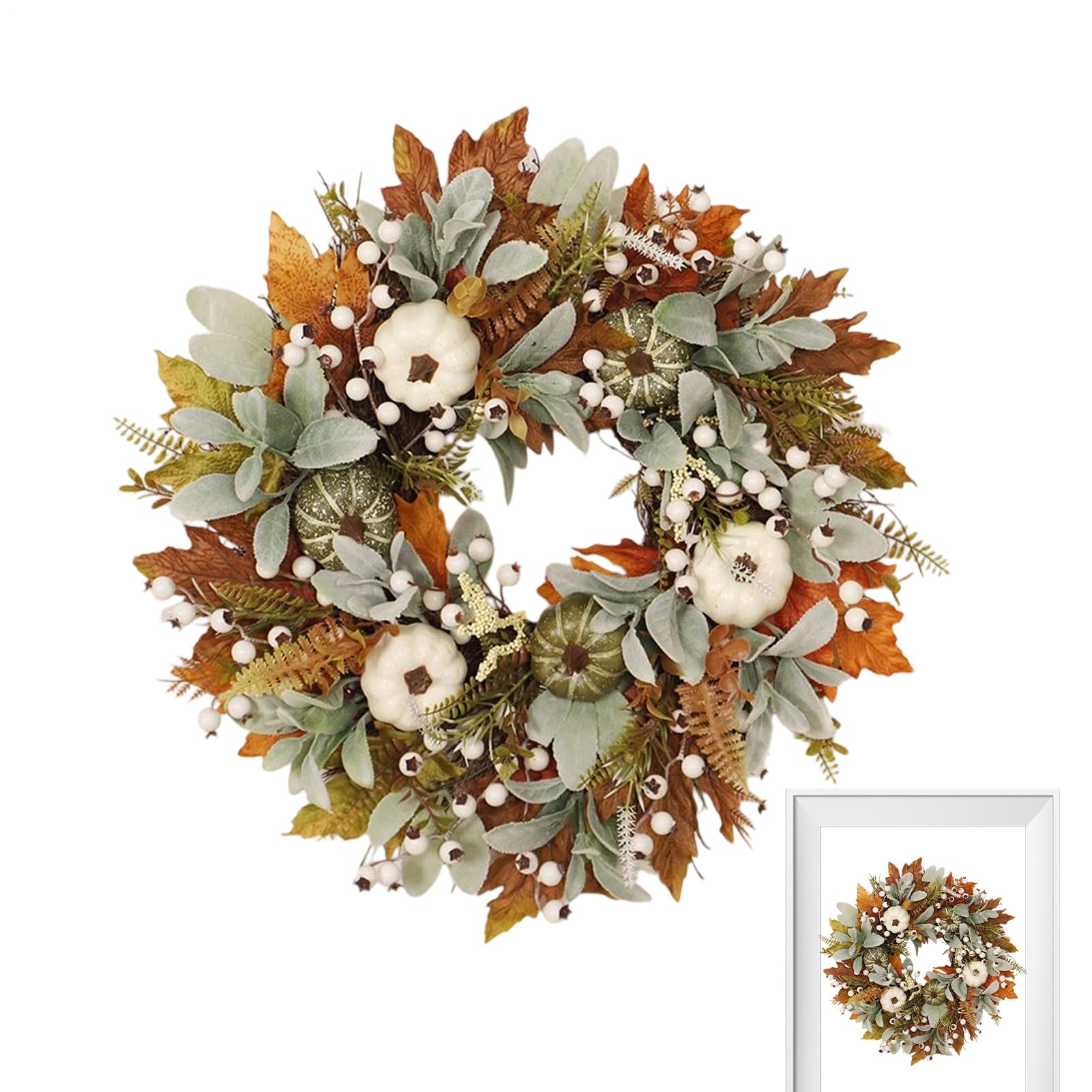 Couronnes de porte d'entrée d'automne et décorations de Thanksgiving pour la cour