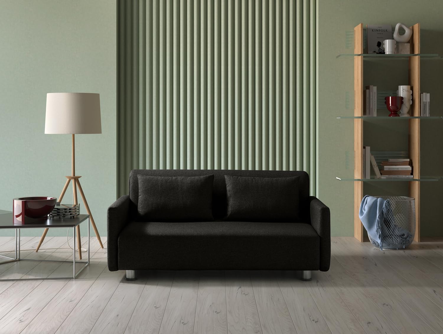 EVERGREENWEB Divano Letto 3 Posti con Materasso Matrimoniale 160x190 Ortopedico Prontoletto RICHIUDIBILE 2in1 Rivestimento Antracite SFODERABILE Braccioli Slim Coppia Cuscini SUPERSOFT Inclusi | EDITH