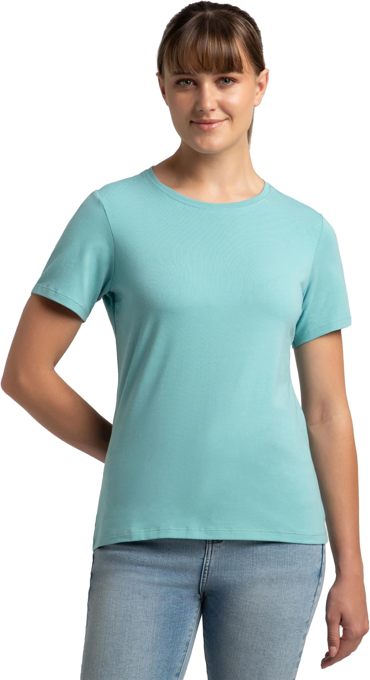 1515 Women's Super Combed Cotton Elastane Stretch Regular Fit Solid Round Neck Half Sleeve T-Shirt