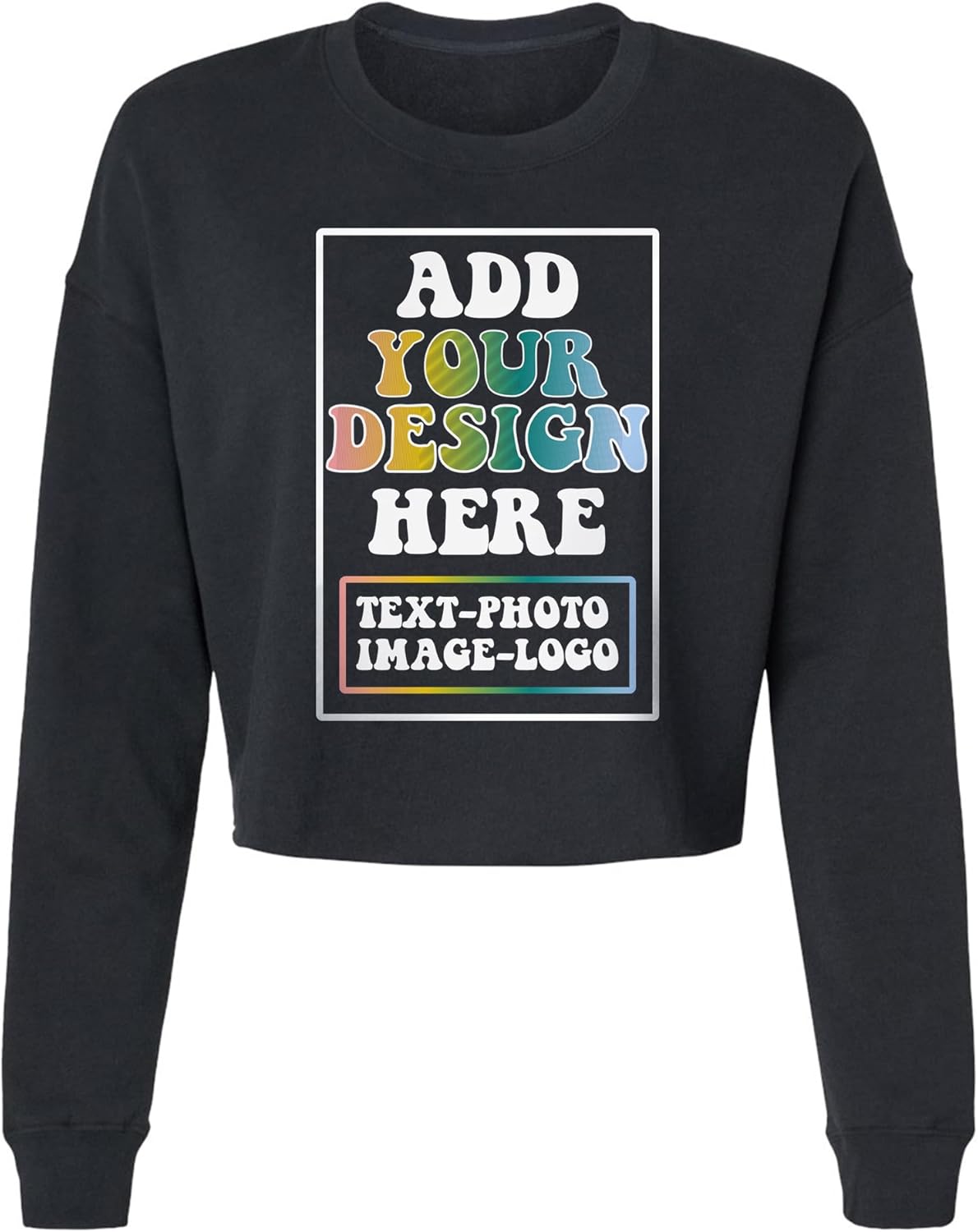 TEEAMORE Custom Women's Lightweight Crop Crewneck Sweatshirt Stylish & Cozy Fit 2-Side - Image 7