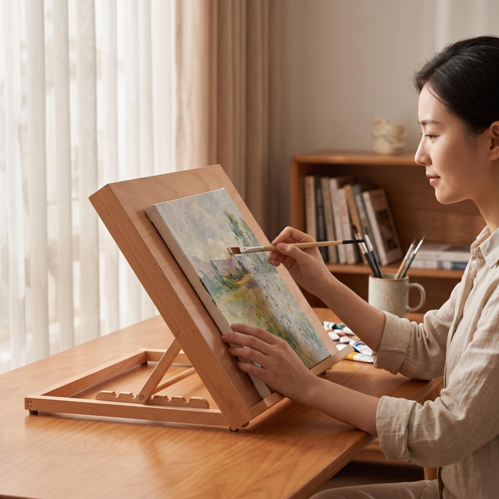 Caballete para Mesa Plegable Compacto Tablero Dibujo con Dimensiones Soporte Versátil para Artistas