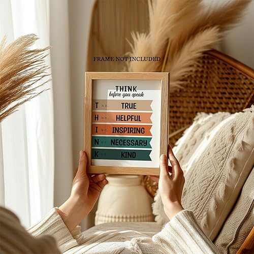 Miniatura 6 de Kids Wall Art, Educational Quote, School Decor, Classroom Decor, Office Decor, Gift for Teacher, Inspirational Quote Think Before You Speak, 8"x10"