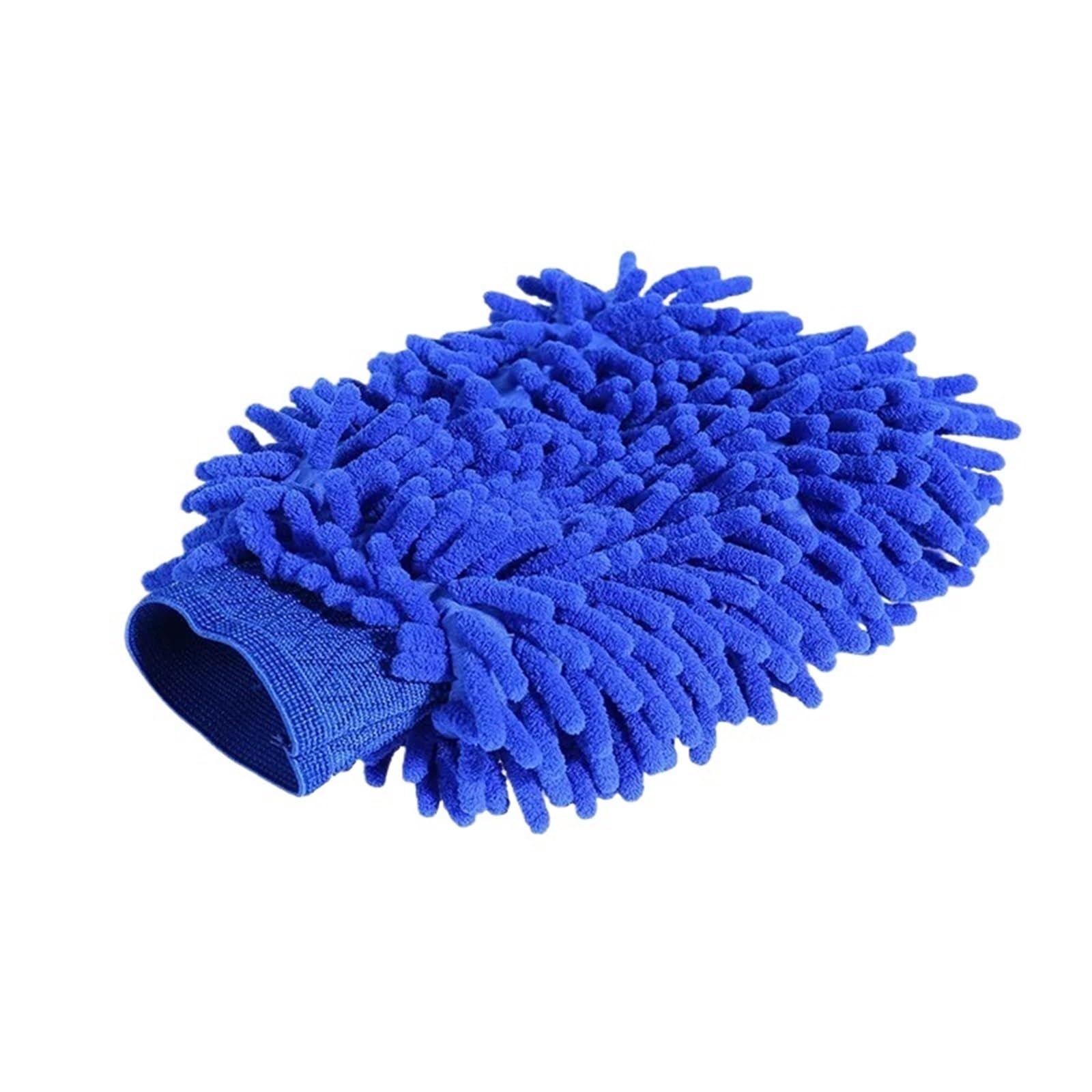HEUchuan Fleece Car Wash Gloves 4pcs Microfiber Car Wash Cloth Gloves Automotive Double-sided Cleaning Drying Towels Thicken(Blue)