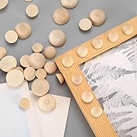 Vista 3 de 200 piezas de cuentas de madera semiredondas, bolas de madera divididas naturales sin terminar, 0.472 in/0.591 in/0.787 in, pequeñas bolas